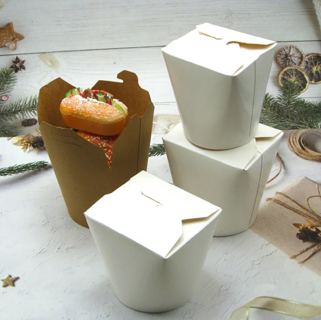Ecofriendly Wholesale Food Packaging Disposable Kraft Paper Noodle Box