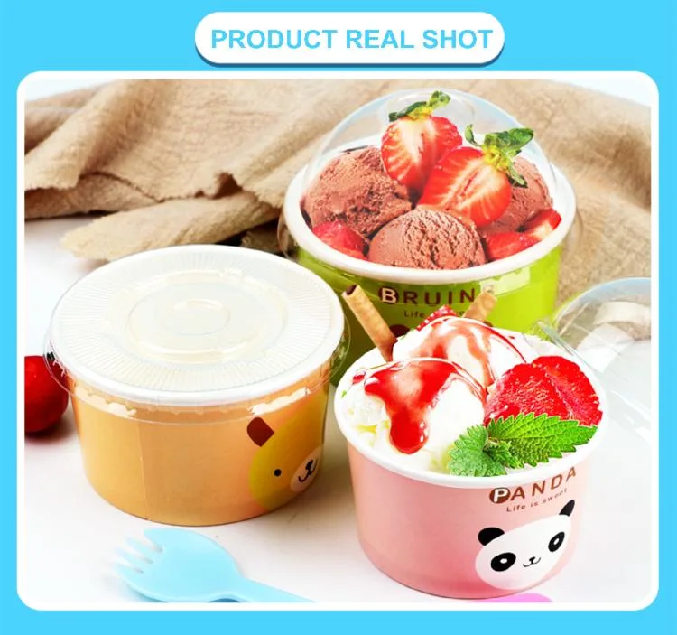 Hot Selling Eco Friendly Disposable Yogurt Ice Cream Paper Cup with Cover