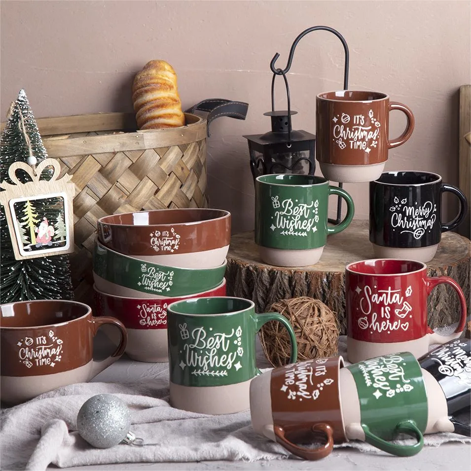 Hot Xma/Christmas Wax Resist Ceramic Mug Cup