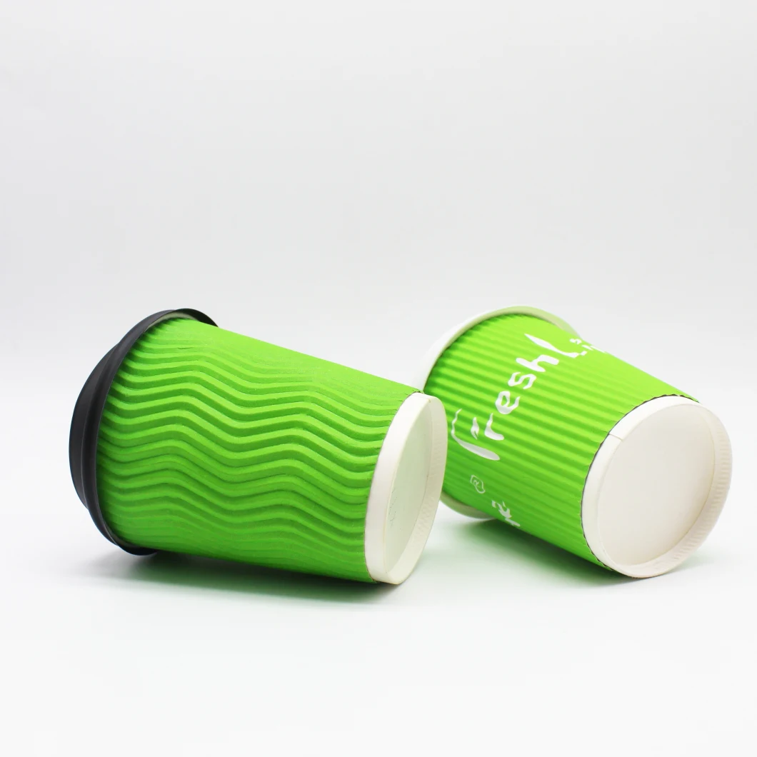 White Double Wall Cup Embossed Paper Cup for Coffee