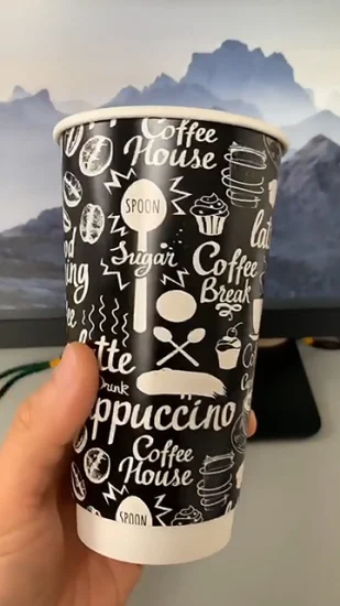 Bicchiere di carta per caffè caldo usa e getta a doppia parete, parete singola, ondulato con logo stampato personalizzato per caffè, bevande calde e fredde