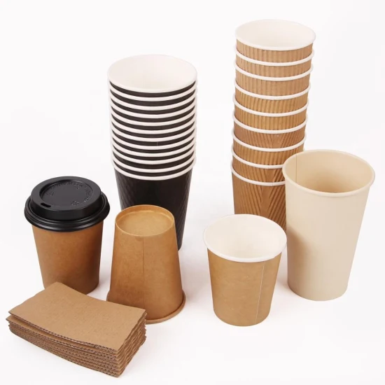 Macchina usa e getta a doppia parete da asporto compostabile Logo stampato personalizzato rivestito con tazza da caffè in carta personalizzata con coperchio