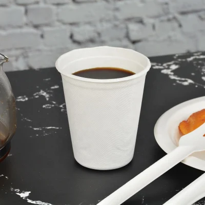 Bicchieri di carta da caffè monouso compostabili a doppia parete realizzati con polpa di canna da zucchero personalizzata, tazza da imballaggio, tazza da caffè in bagassa