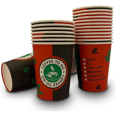 Bicchieri da caffè in carta usa e getta a doppia parete compostabili con stampa personalizzata
