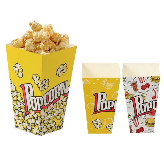 Tazze di popcorn di carta per commestibile da 32 once 46 once 64 once 85 once di fabbrica, secchio per popcorn con fondo rotondo