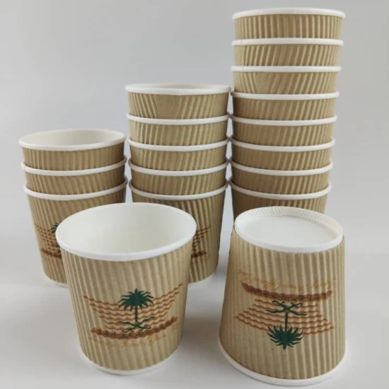 Bicchieri di carta usa e getta a doppia parete ecologici compostabili al 100% con rivestimento in PLA per caffè caldo e tè all'ingrosso