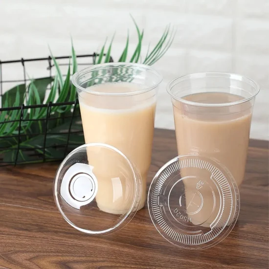 Bicchiere di plastica usa e getta biodegradabile e compostabile da 12 once 16 once 20 once, tazza da tè Boba in plastica ecologica per caffè freddo, gelato con coperchio